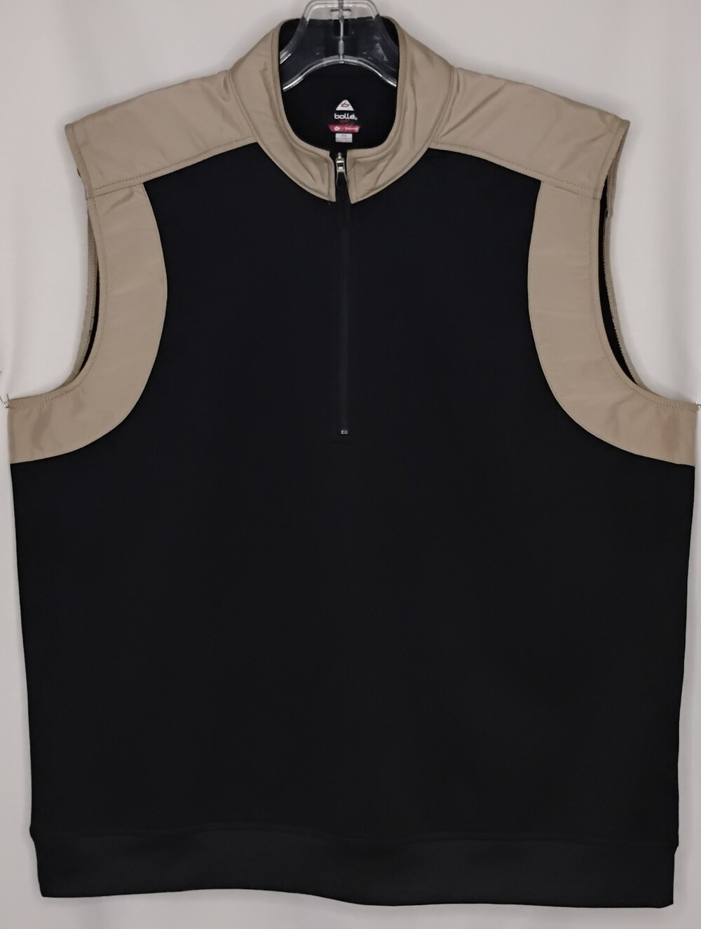 Men's M / Medium Bolle Golf Black Tan Sports Vest Half Zip Mock Neck Sleeveless